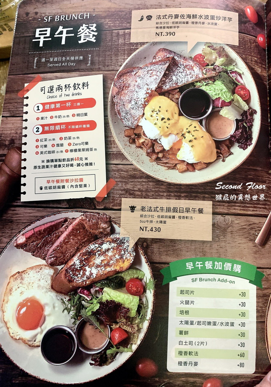 【台北車站】台北好吃早午餐Second Floor Cafe貳樓餐廳(微風台北車站店)！平日也大排長龍，飲料無限續杯！ @猴屁的異想世界