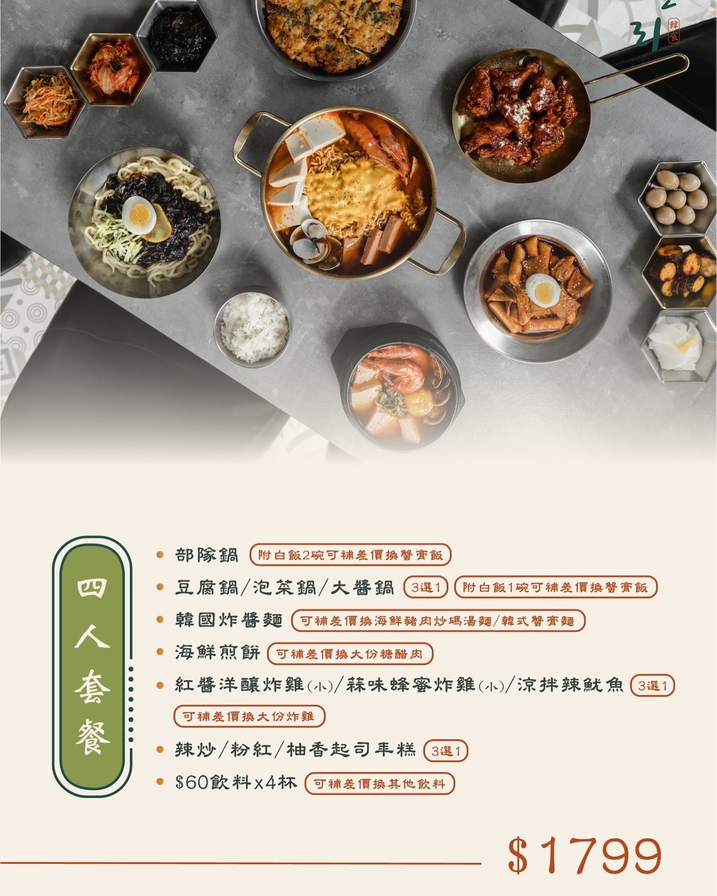 掰哩掰哩韓食料理｜台中超人氣韓式料理，6種小菜吃到飽、炸雞炸醬麵泡菜鍋平價美味推薦 @猴屁的異想世界